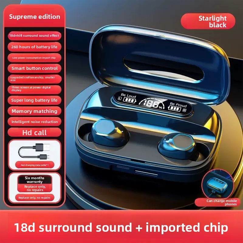 Genuine M9 Cross Border Hot Sale True Wireless In Ear Sports Bluetooth Earbuds Large Battery Long Endurance High Quality Sound
