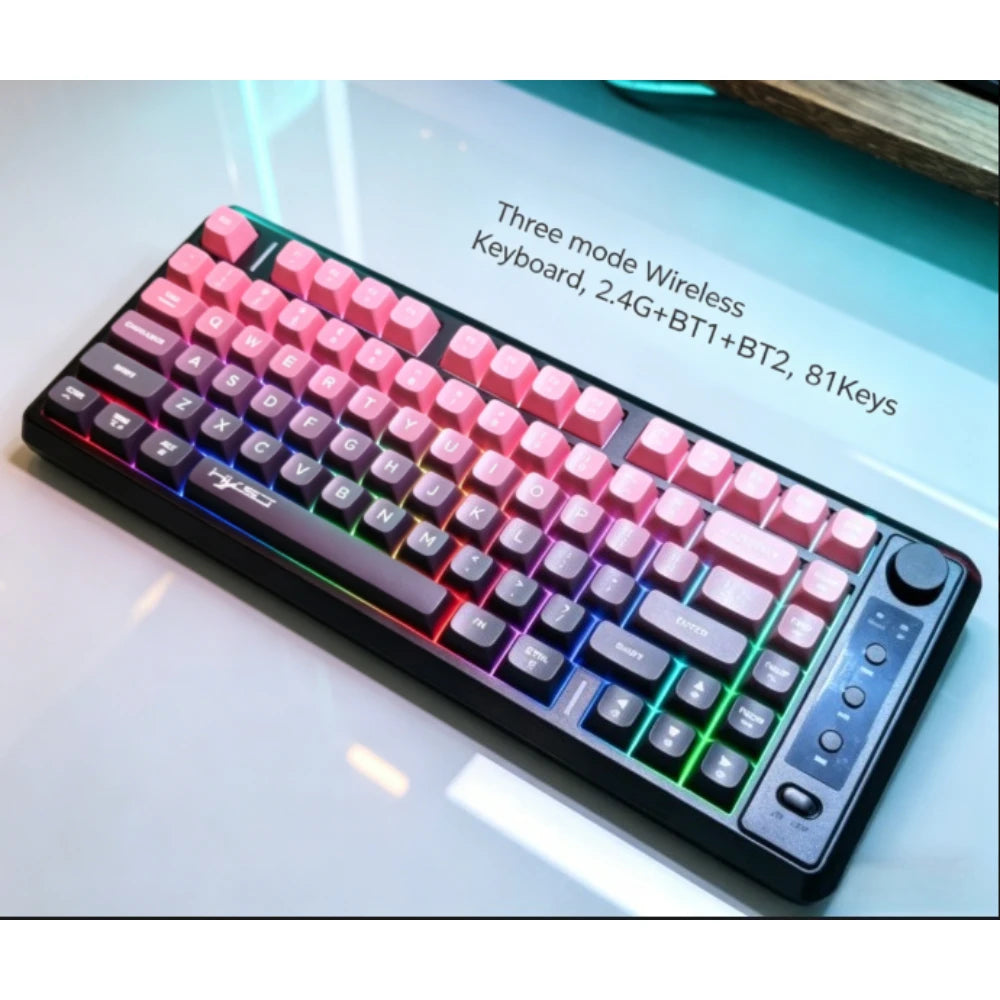 Bluetooth + 2.4G wireless membrane keyboard gradual change rechargeable colorful compact office game keyboards Teclado sem fio