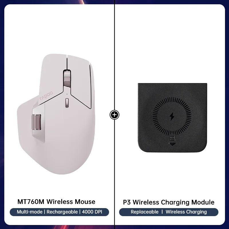 Rapoo MT760/MT760L/MT760Mini/MT760M Rechargeable Multi-mode Bluetooth Wireless Mouse Ergonomic 4000 DPI Support Up to 4 Devices