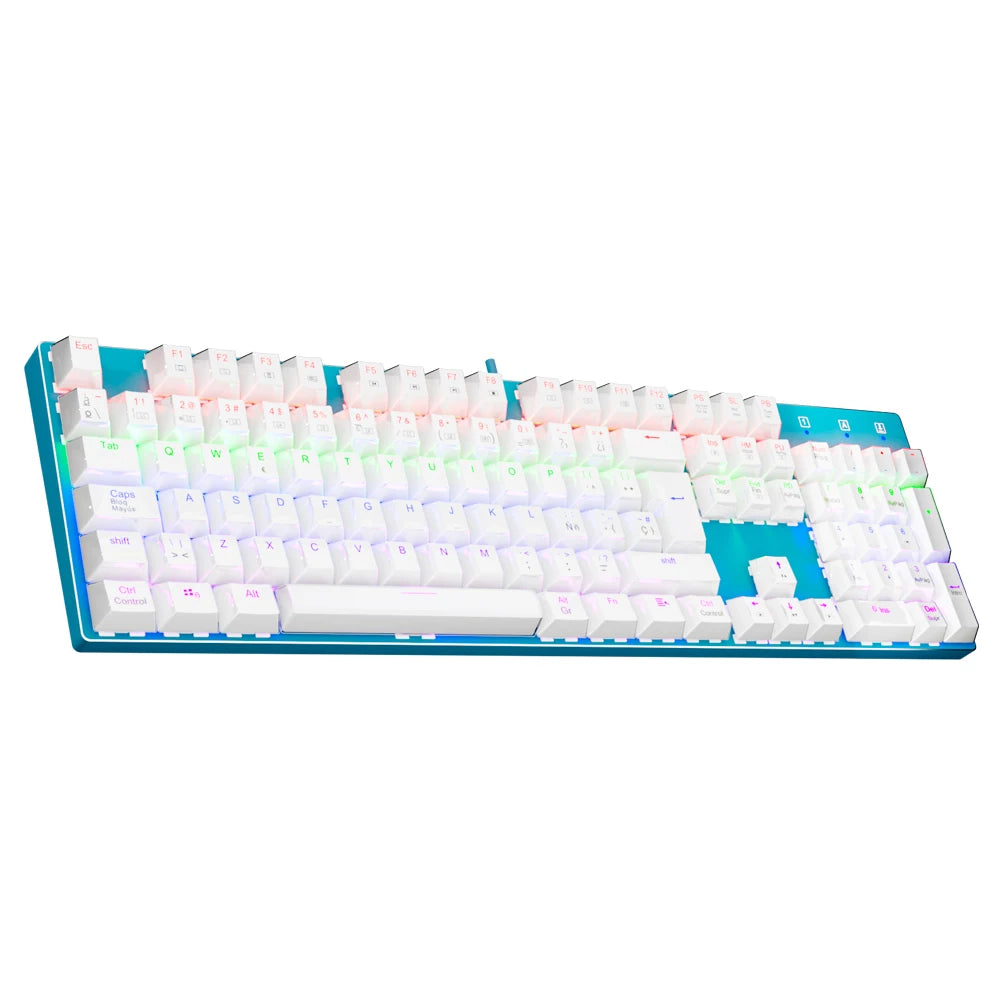 E-YOOSO Z88 Rainbow FALCON USB Mechanical Gaming Wired Spanish Keyboard Blue Switch 104 Key Gamer for Computer PC Laptop
