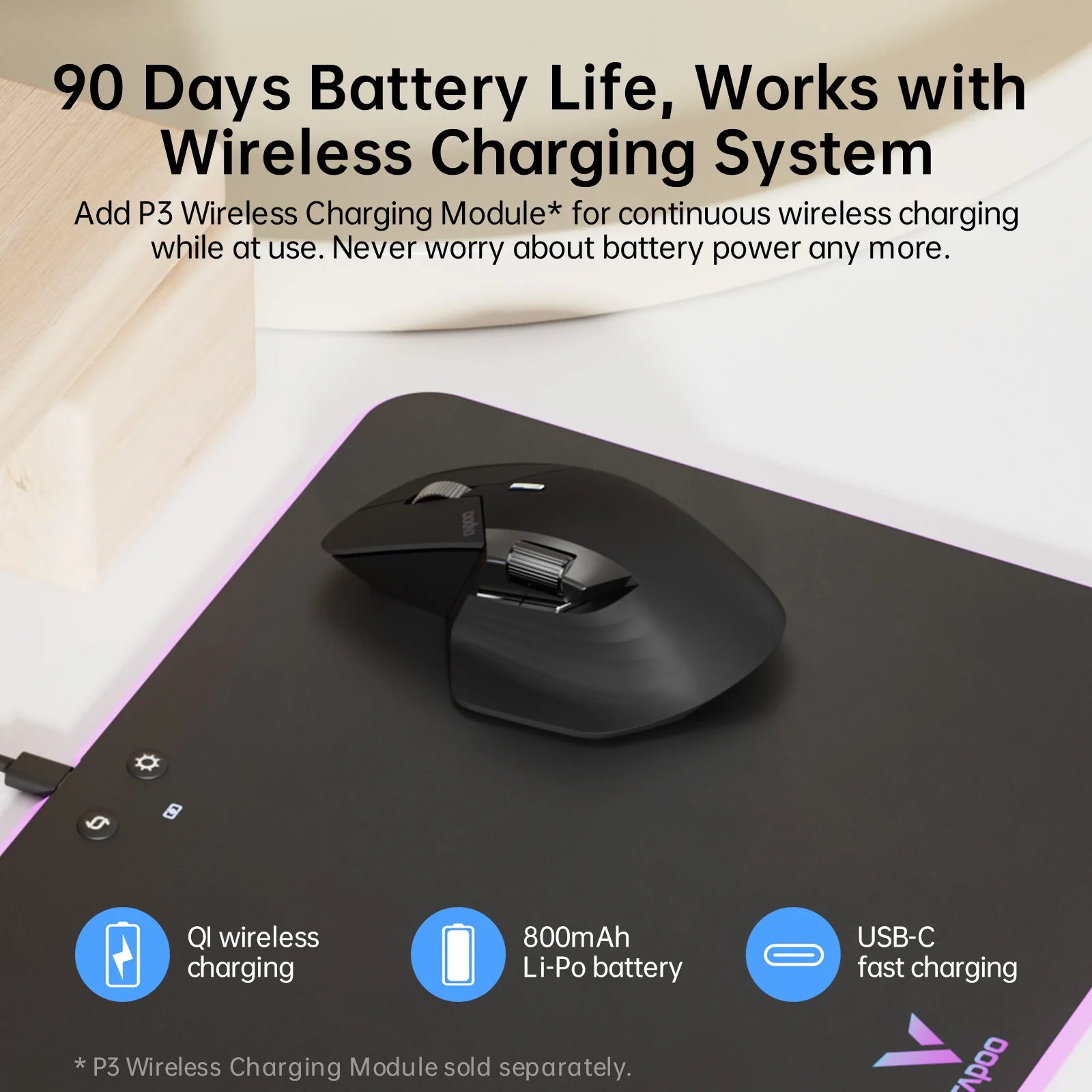 Rapoo MT760/MT760L/MT760Mini/MT760M Rechargeable Multi-mode Bluetooth Wireless Mouse Ergonomic 4000 DPI Support Up to 4 Devices