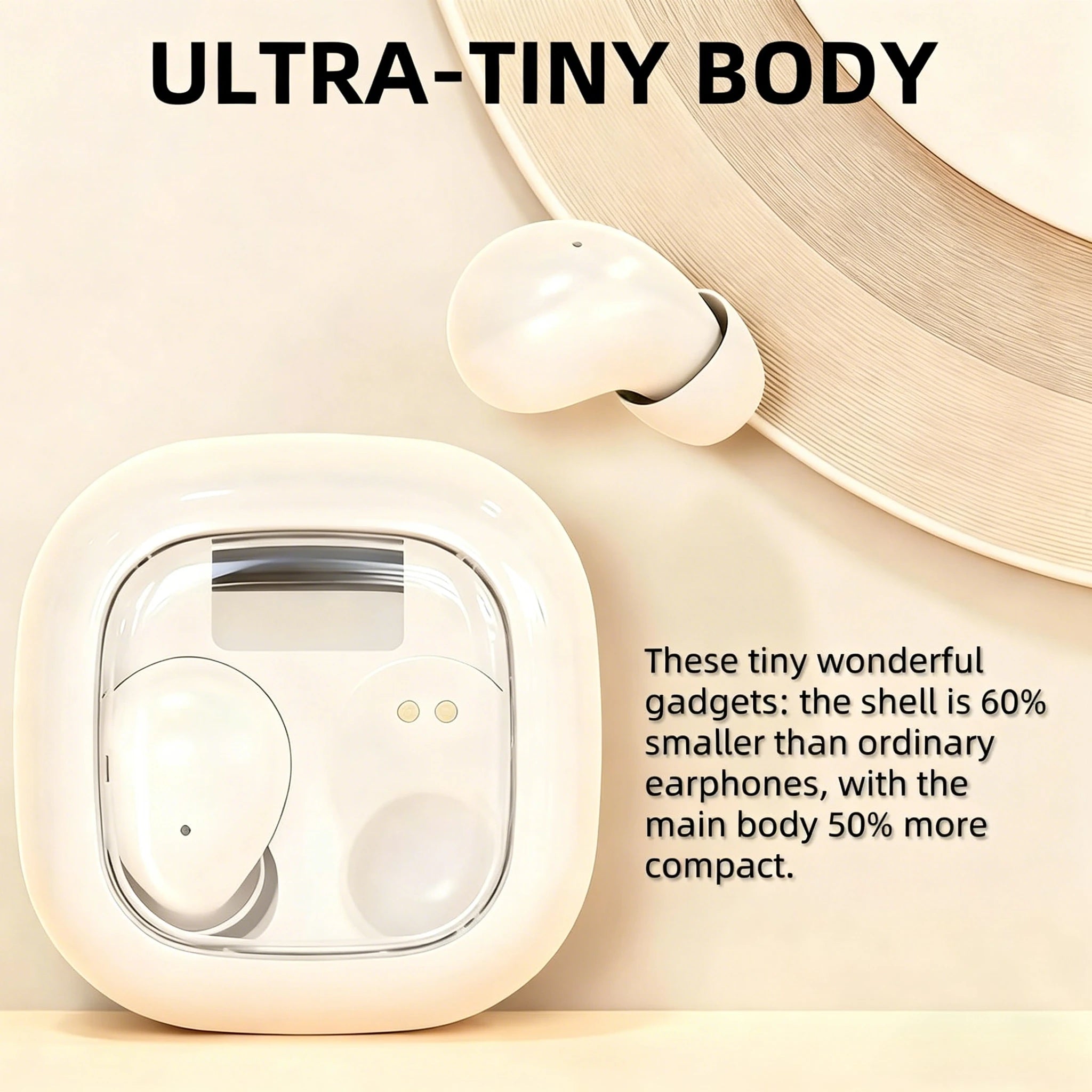 SK19 Mini Invisible Earphones TWS Earbuds Bluetooth 5.3 Wireless Headphone HIFI Stereo Sound Noise Reduction Built-in Microphone