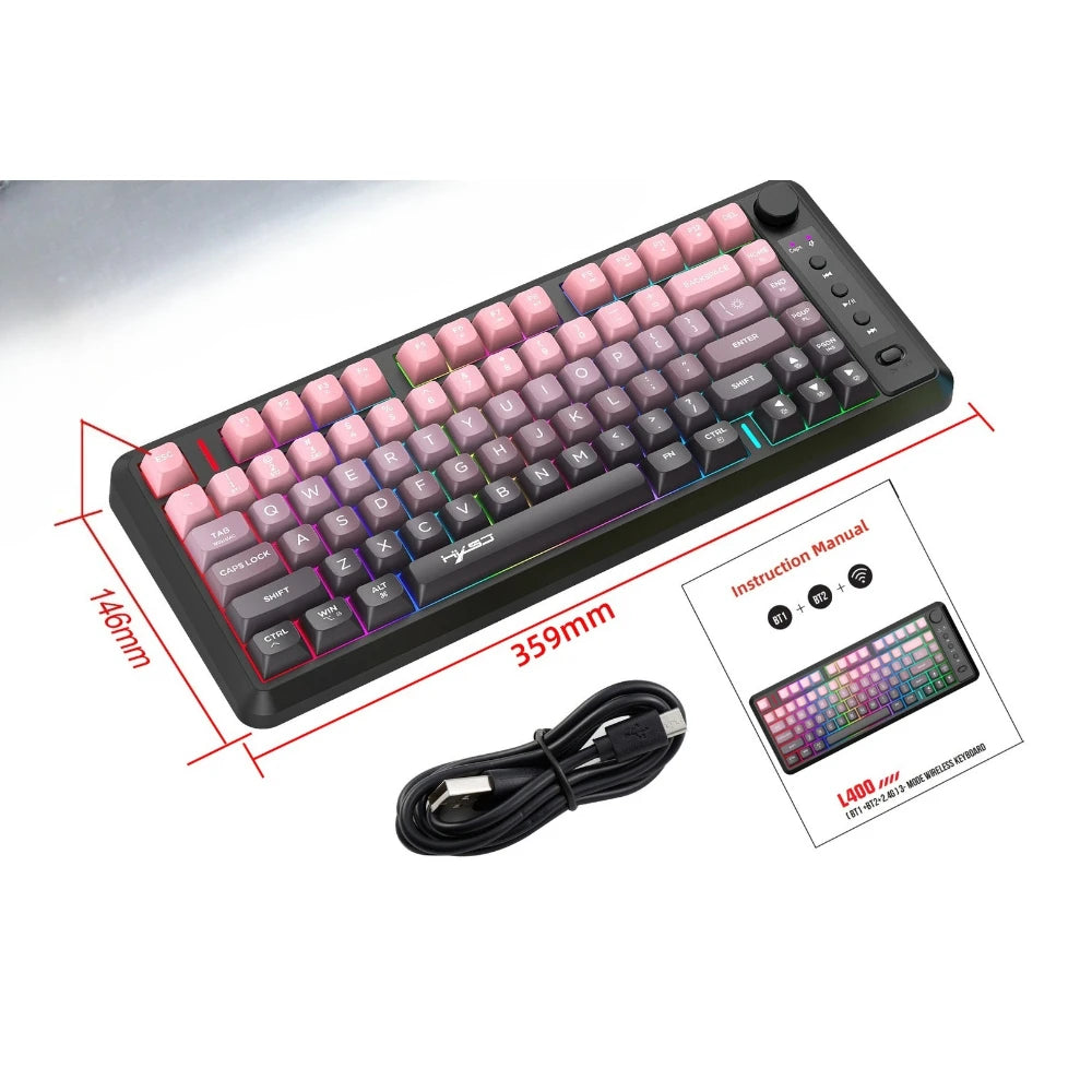 Bluetooth + 2.4G wireless membrane keyboard gradual change rechargeable colorful compact office game keyboards Teclado sem fio