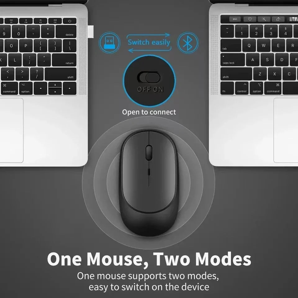Rechargeable Wireless Mouse Dual Modes Bluetooth-compatible 2.4G USB Ergonomic Mice For Laptop Pad Tablet Macbook Mause