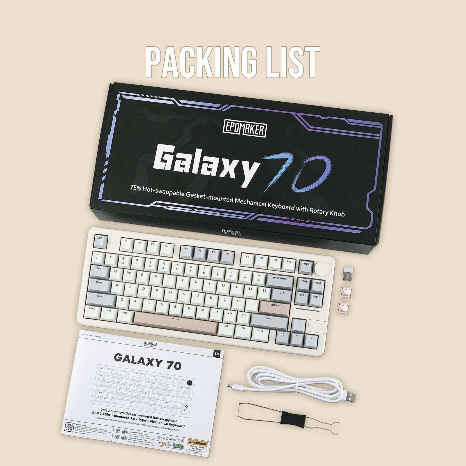 EPOMAKER Galaxy 70 75% Layout Aluminum Gasket-mounted Wired/Bluetooth/2.4G Wireless Mechanical Keyboard