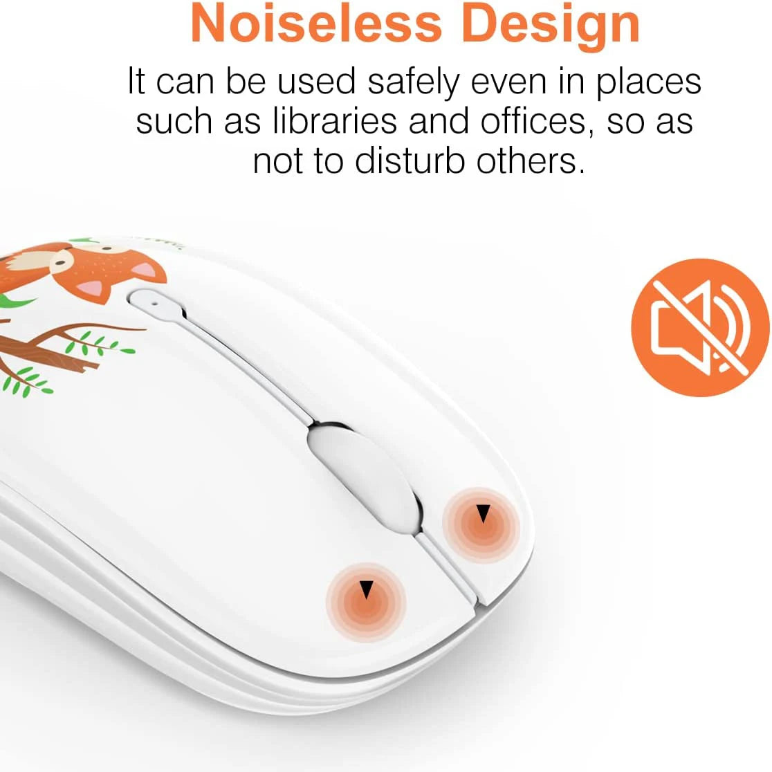 Wireless Cartoon Optical Mouse Cute Silent Mice Dual Mode Bluetooth 5.0 & 2.4G Wireless 1200 DPI for Laptop Notebook PC Computer