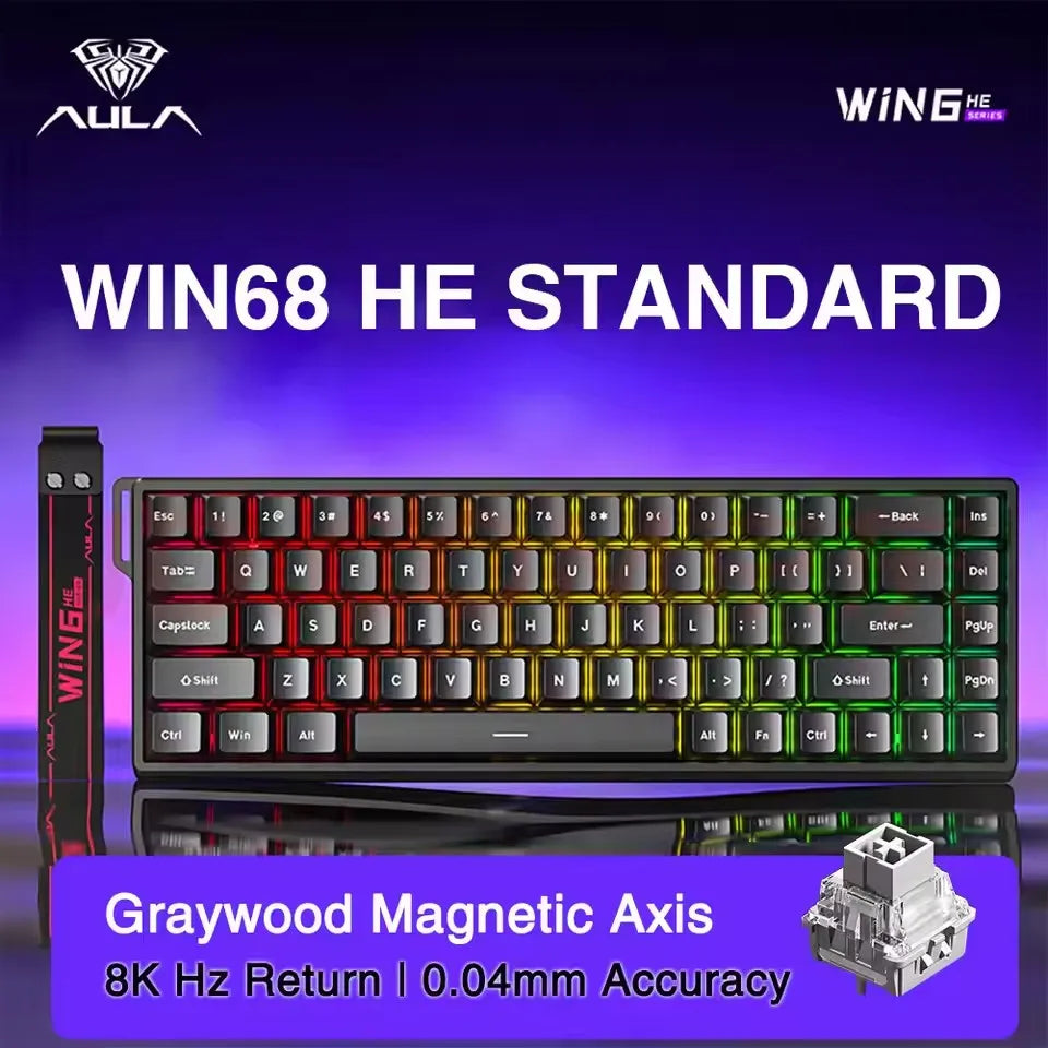 AULA WIN60 WIN68 HE Magnetic Wired Keyboards Esports Rapid Trigger 8K Return RGB Hotswap Mechanical Keyboard for Pc Gamer Gifts