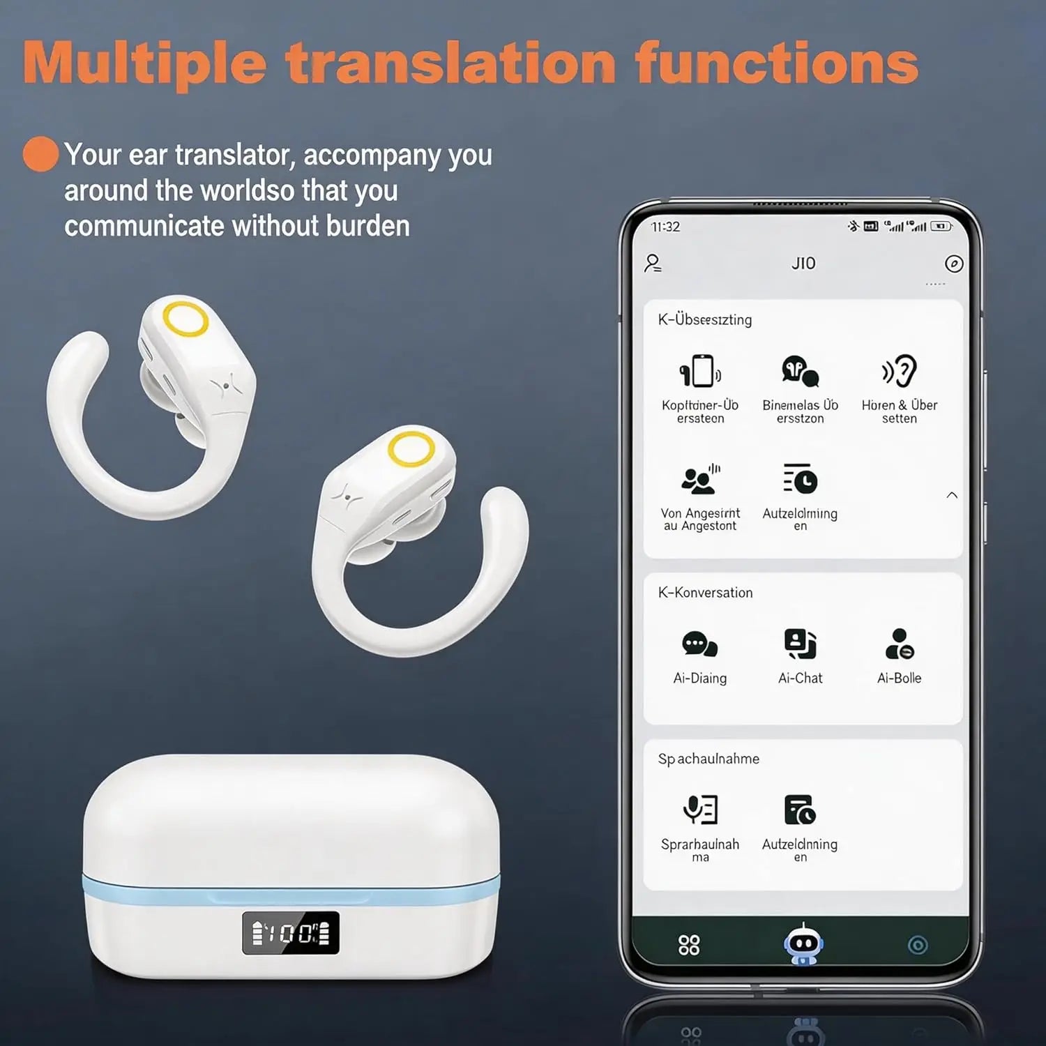 AI Translation Earbuds Real Time 145 Languages Noise Cancelling Headphones 60H Playtime Translator Audifonos Traductores Inglés