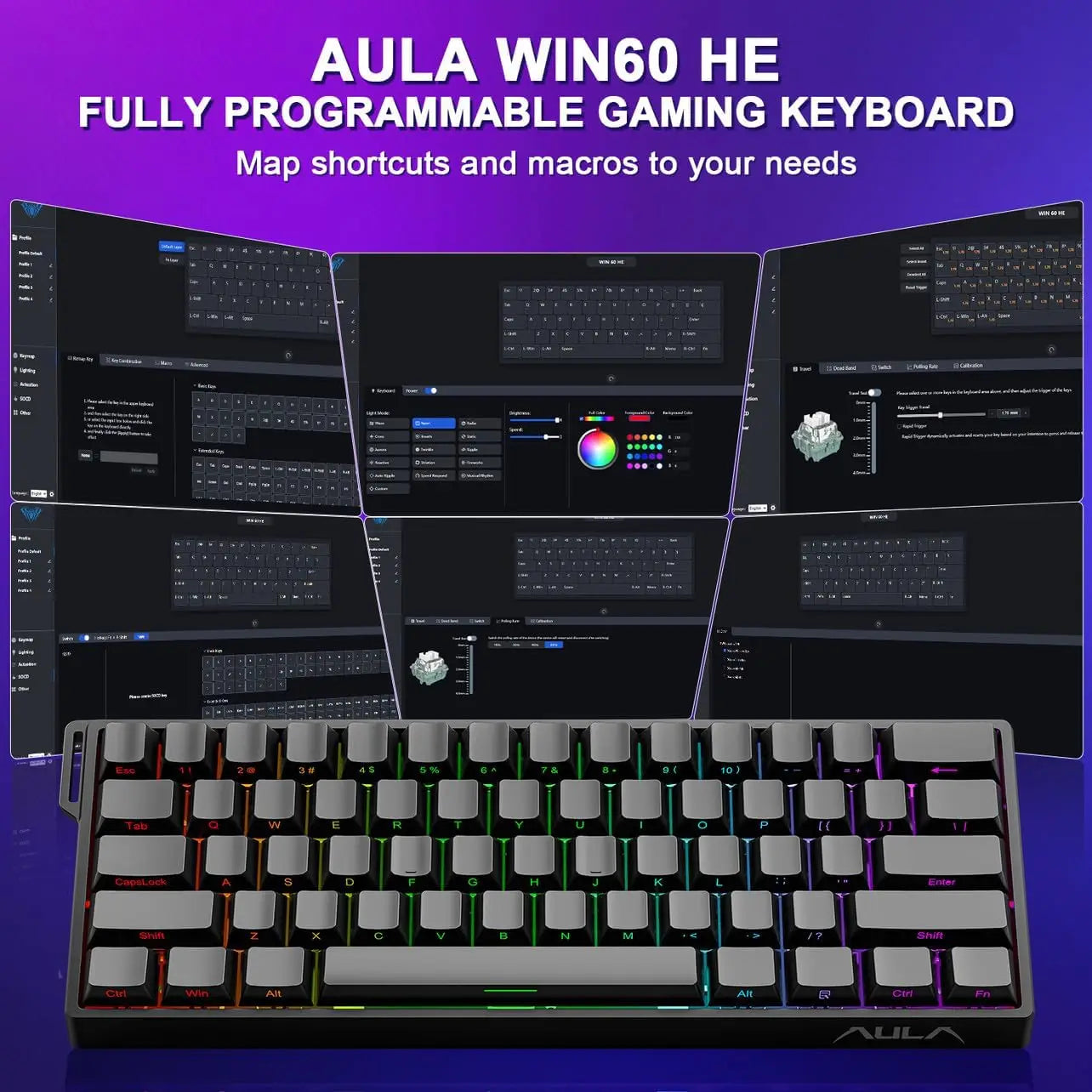 AULA WIN60 WIN68 HE Magnetic Wired Keyboards Esports Rapid Trigger 8K Return RGB Hotswap Mechanical Keyboard for Pc Gamer Gifts