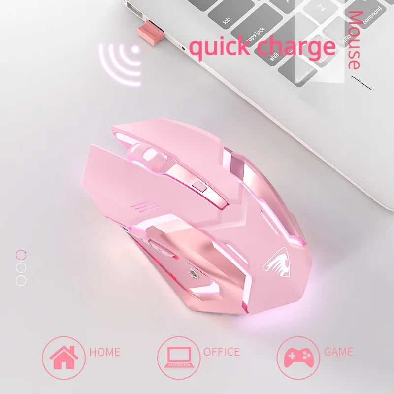 Gaming Mouse Rechargeable 2.4GWireless Bluetooth Mouse Mute Ergonomic Mouse for Computer Laptop LED Backlit Mice