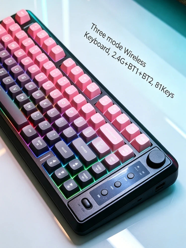 Bluetooth + 2.4G wireless membrane keyboard gradual change rechargeable colorful compact office game keyboards Teclado sem fio