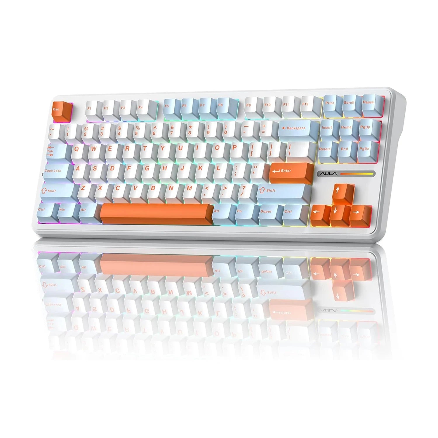 Aula F87 Pro Tri-Mode Mechanical Keyboard BT/2.4G/USB-C Gasket Hot Swap RGB PBT Keycaps 4000mAh Battery Gaming Keyboard for PC