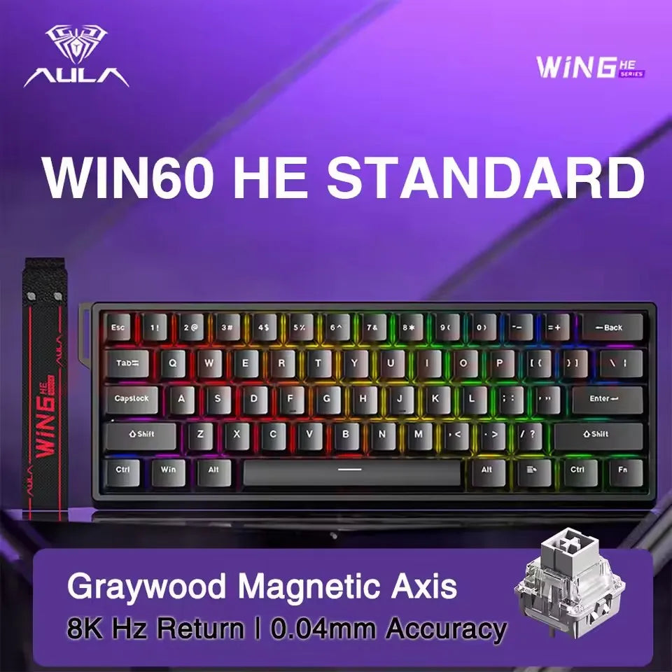 AULA WIN60 WIN68 HE Magnetic Wired Keyboards Esports Rapid Trigger 8K Return RGB Hotswap Mechanical Keyboard for Pc Gamer Gifts