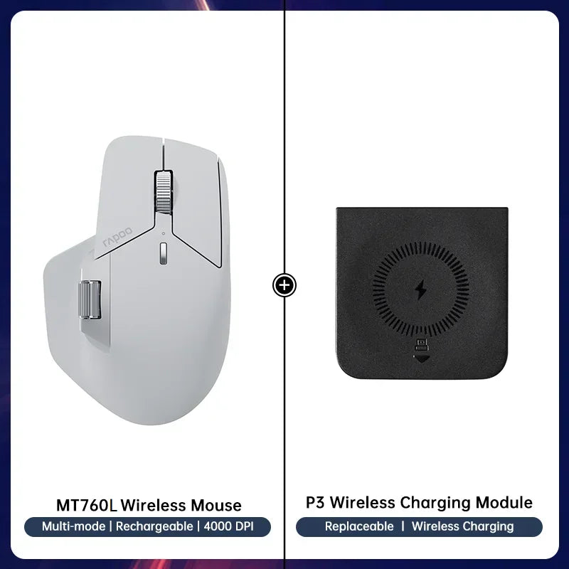 Rapoo MT760/MT760L/MT760Mini/MT760M Rechargeable Multi-mode Bluetooth Wireless Mouse Ergonomic 4000 DPI Support Up to 4 Devices